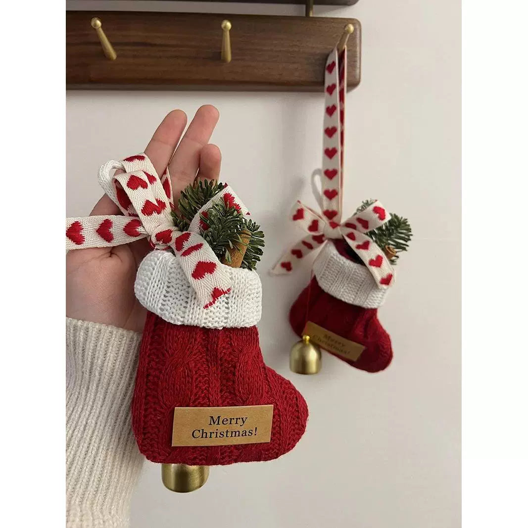 Knitted Christmas Stocking Ornament – Cute Holiday Hanging Decoration Gift  Decorla