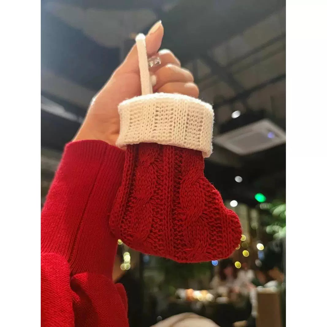 Knitted Christmas Stocking Ornament – Cute Holiday Hanging Decoration Gift  Decorla