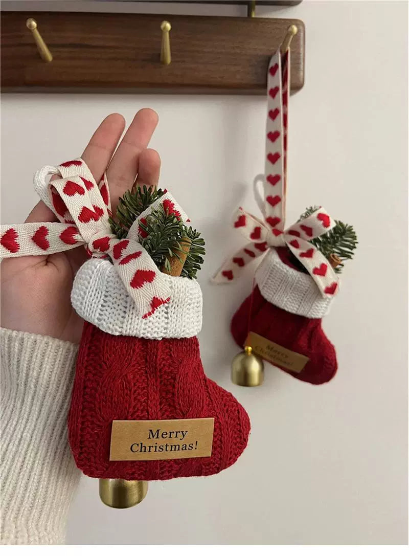 Knitted Christmas Stocking Ornament – Cute Holiday Hanging Decoration Gift  Decorla