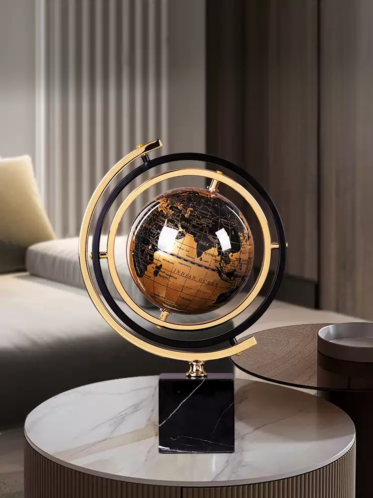 Marble-base globe decoration as modern room decoration and housewarming gift décor