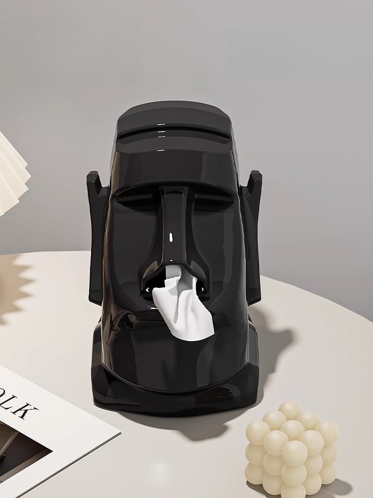 Moai Tissue Box Holder – Funny Statue Tissue Dispenser & Multifunctional Decor Organizer  Decorla