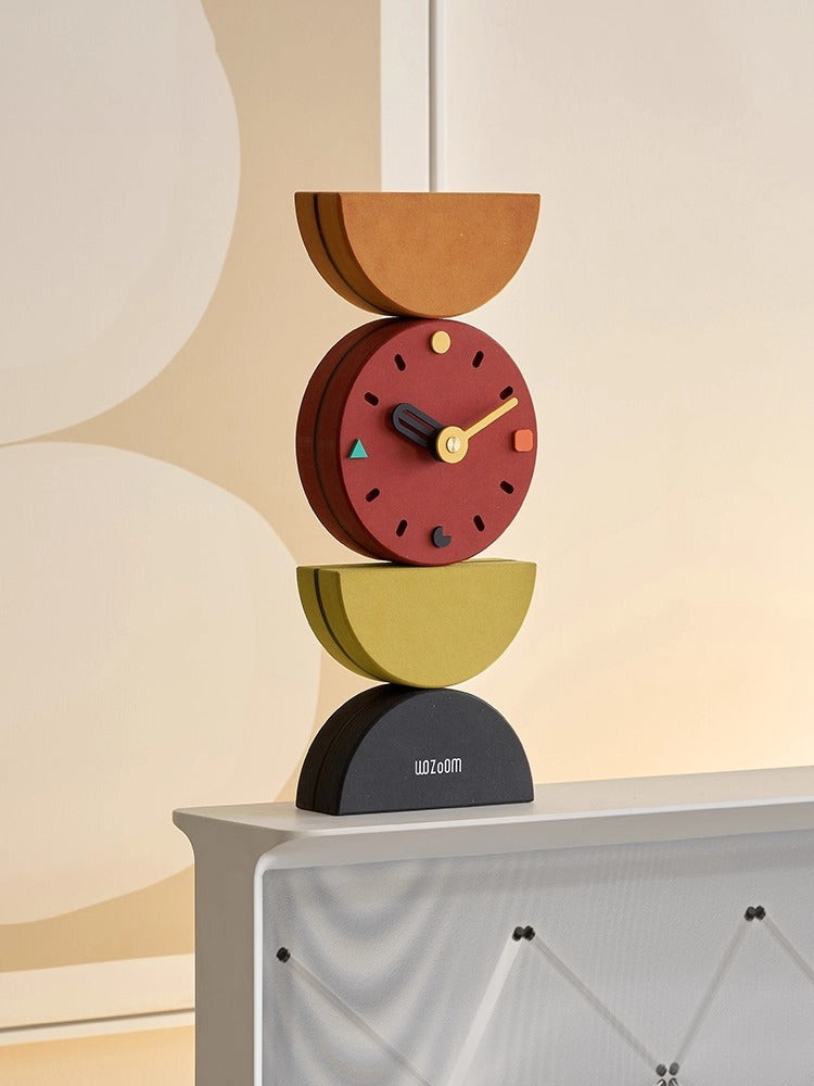 Modern Decorative Clock – Colorful Geometric Desk Ornament for Home Decor  Decorla