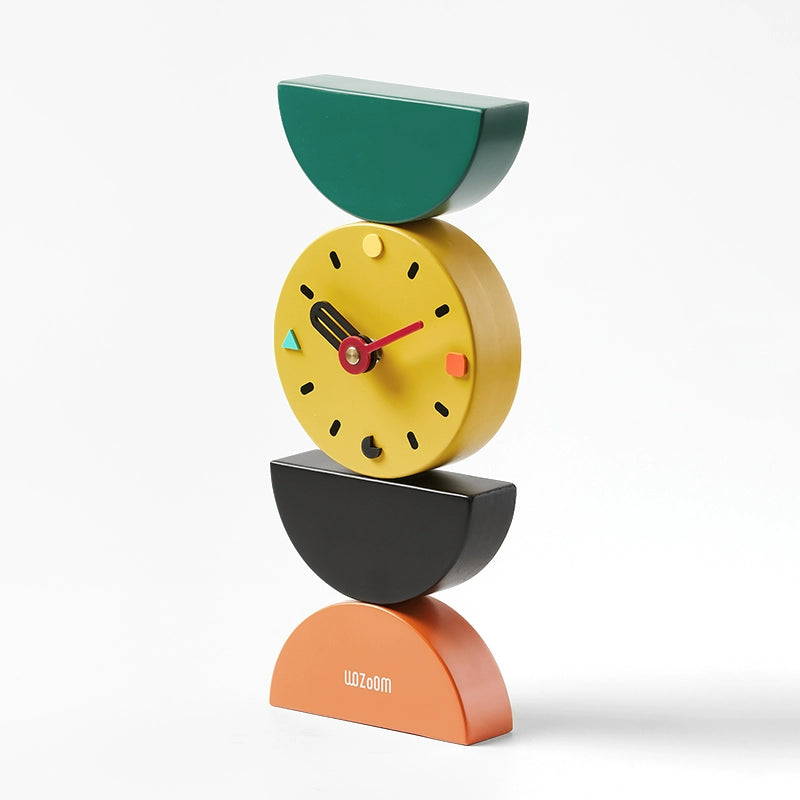 Modern Decorative Clock – Colorful Geometric Desk Ornament for Home Decor  Decorla