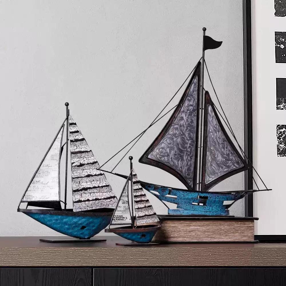 Nordic Sailboat Decor – Vintage Metal Sailboat Decoration  Decorla