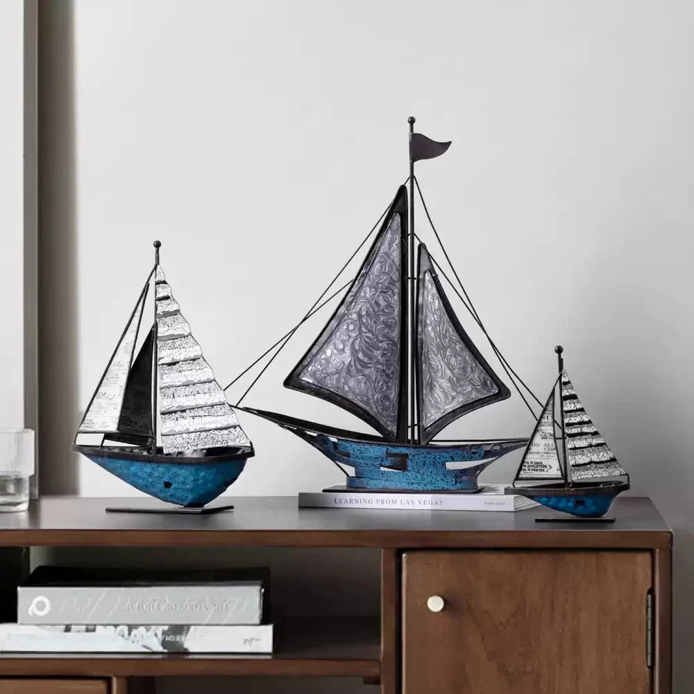 Nordic Sailboat Decor – Vintage Metal Sailboat Decoration  Decorla
