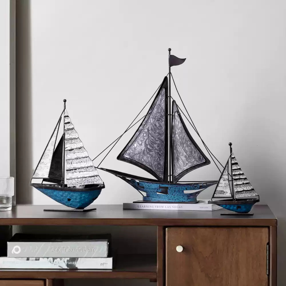 Nordic Sailboat Decor – Vintage Metal Sailboat Decoration  Decorla