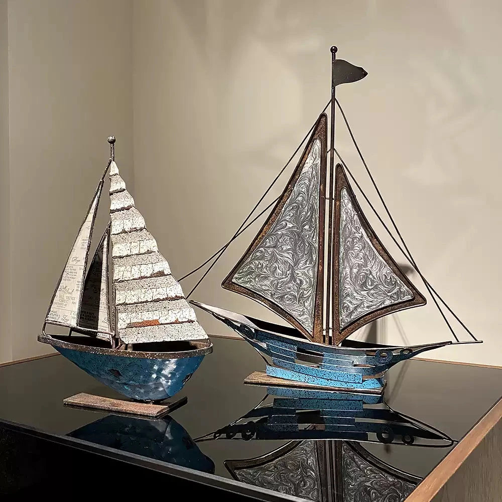 Nordic Sailboat Decor – Vintage Metal Sailboat Decoration  Decorla