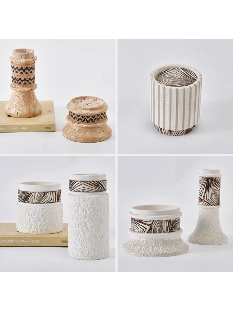 Nordic Stone Candle Holder – Wabi Sabi Travertine Home Decor Ornament  Decorla