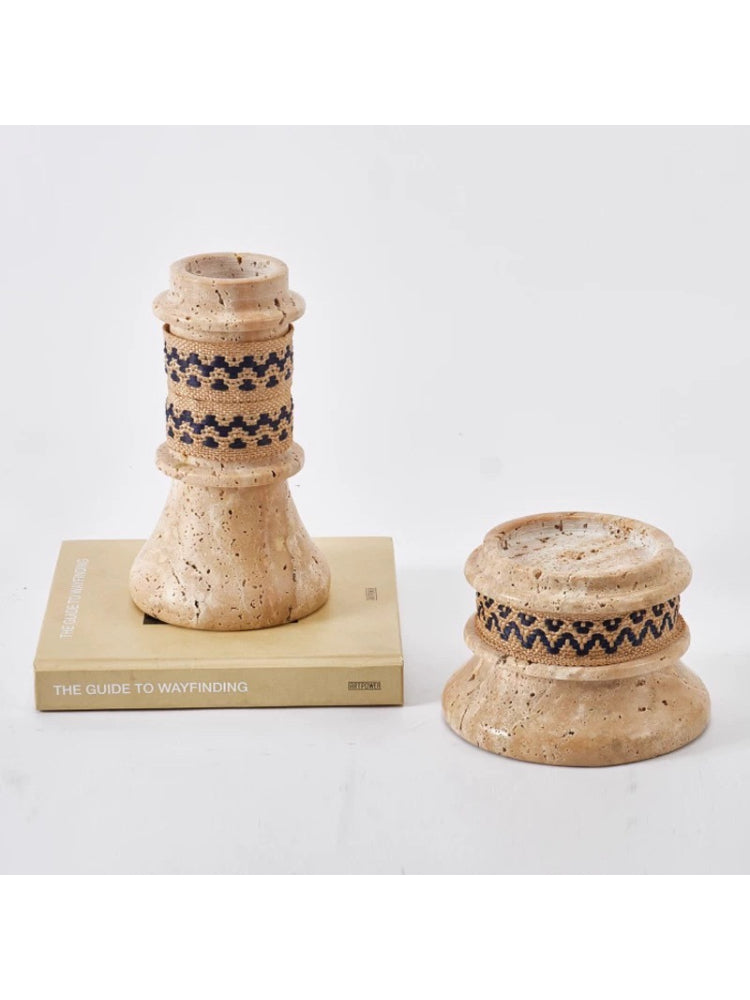 Nordic Stone Candle Holder – Wabi Sabi Travertine Home Decor Ornament  Decorla