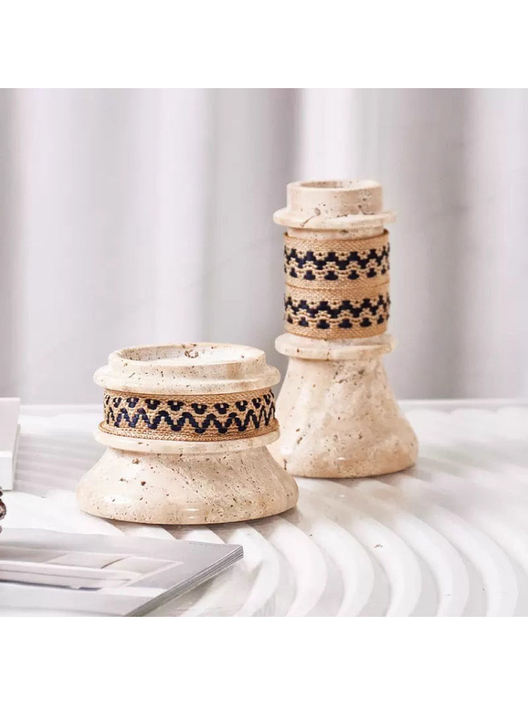 Nordic Stone Candle Holder – Wabi Sabi Travertine Home Decor Ornament  Decorla