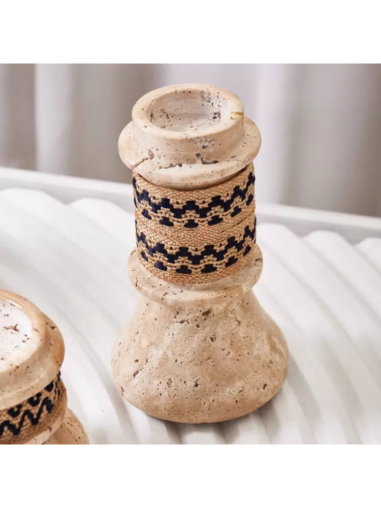 Nordic Stone Candle Holder – Wabi Sabi Travertine Home Decor Ornament  Decorla