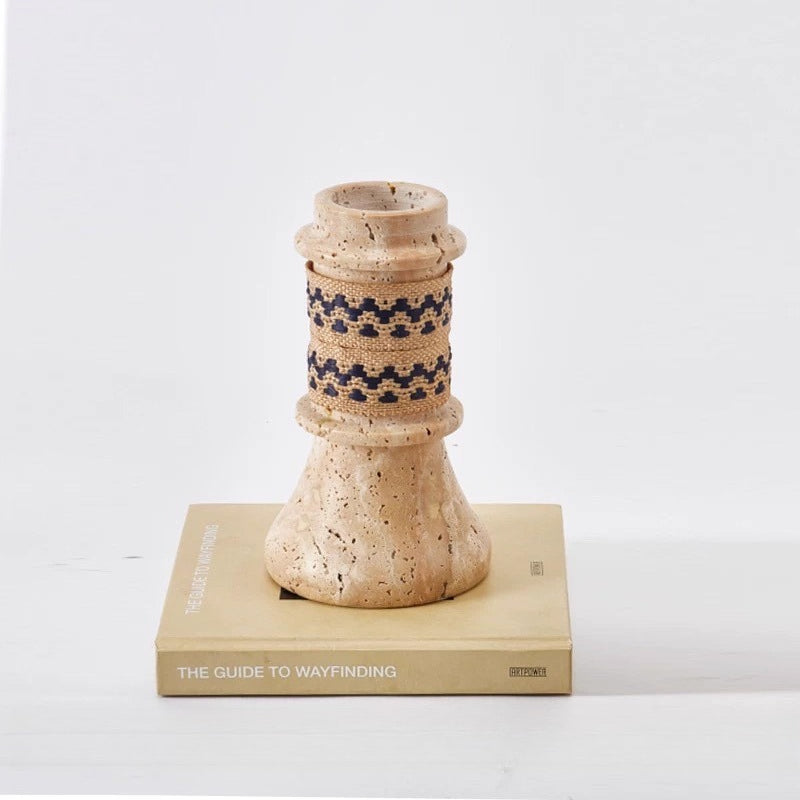 Nordic Stone Candle Holder – Wabi Sabi Travertine Home Decor Ornament  Decorla