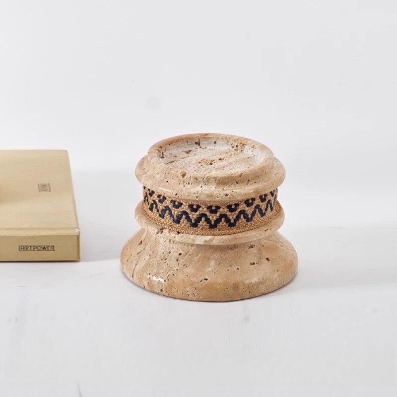 Nordic Stone Candle Holder – Wabi Sabi Travertine Home Decor Ornament  Decorla