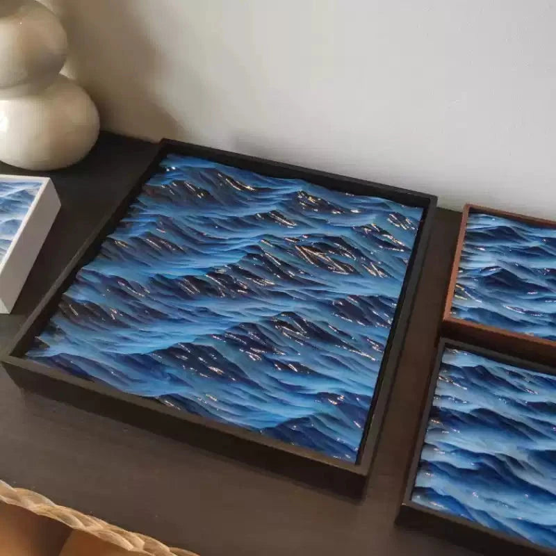 Set of wave sculpture decorative paintings for stylish room decoration birthday gift ideas
