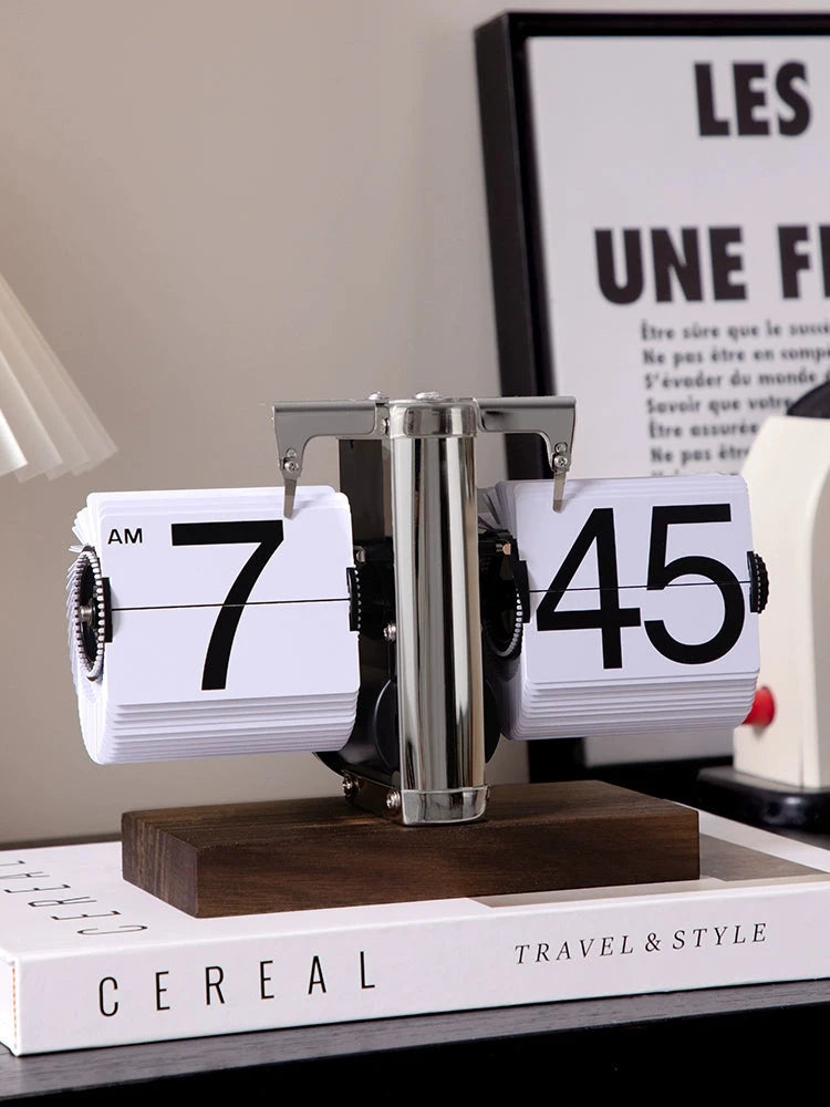 Retro Mechanical Flip Clock – Minimalist Desk & Table Clock Decoration  Decorla