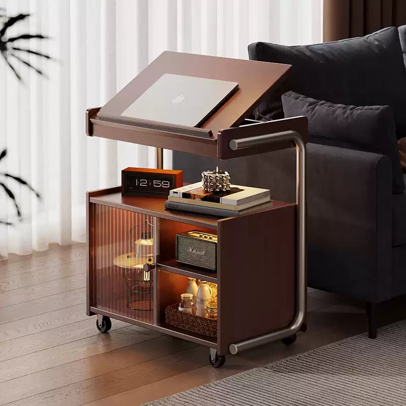 Rolling Side Table — Side Table Sofa Table with Storage  Decorla
