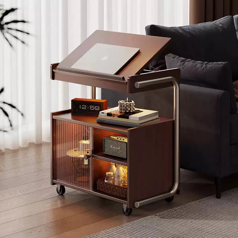 Rolling Side Table — Side Table Sofa Table with Storage  Decorla