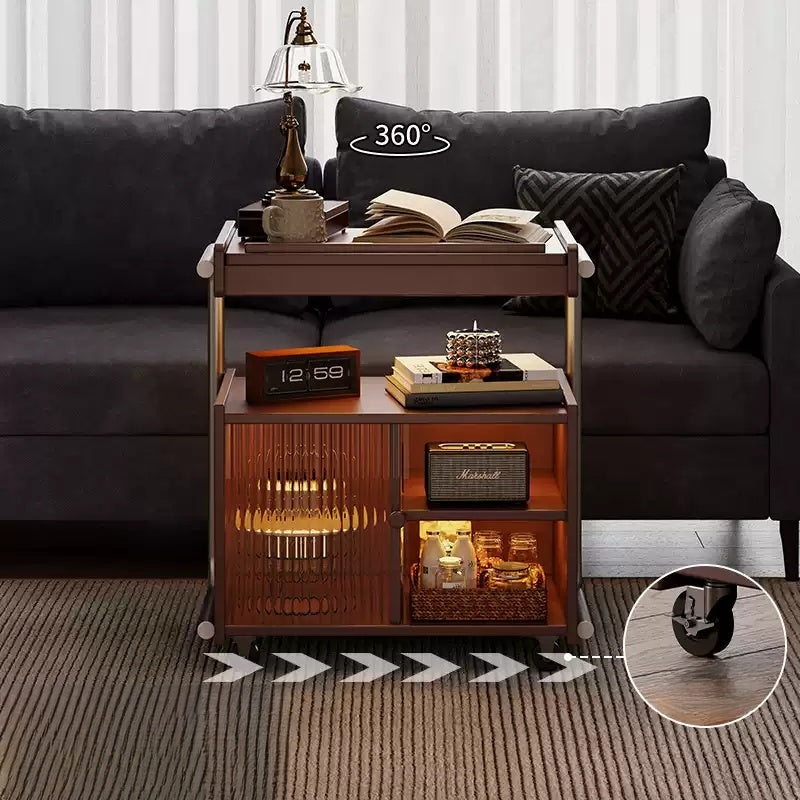 Rolling Side Table — Side Table Sofa Table with Storage  Decorla
