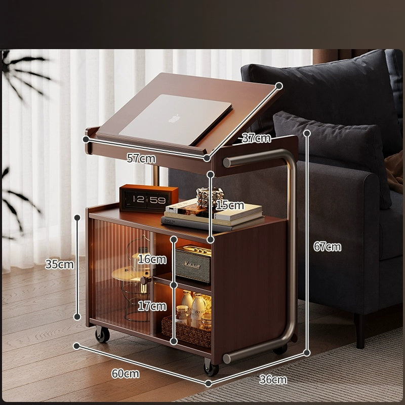 Rolling Side Table — Side Table Sofa Table with Storage  Decorla