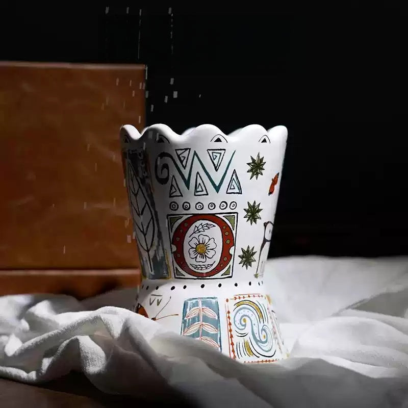 Painted ceramic scented candle, colorful room decoration and birthday gift