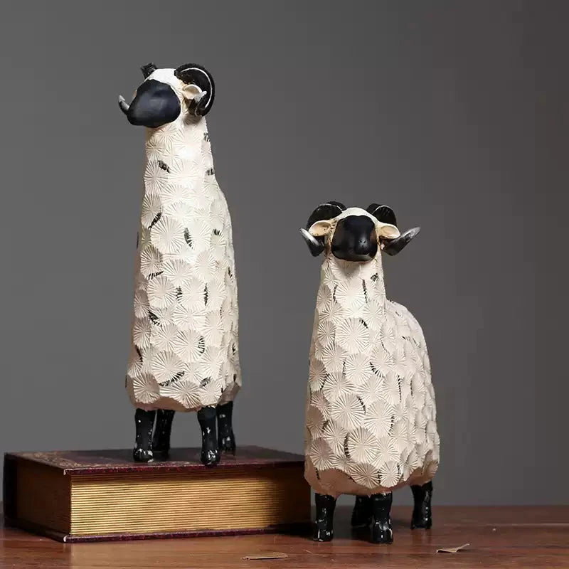 Modern sheep sculpture set—birthday gift and room decoration