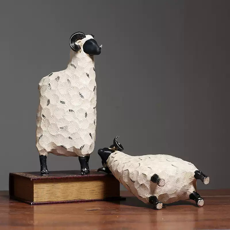 Ceramic sheep figurines for desk decor