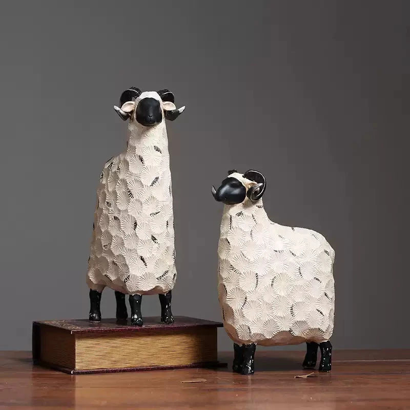 Sheep sculpture set—minimalist home ornament