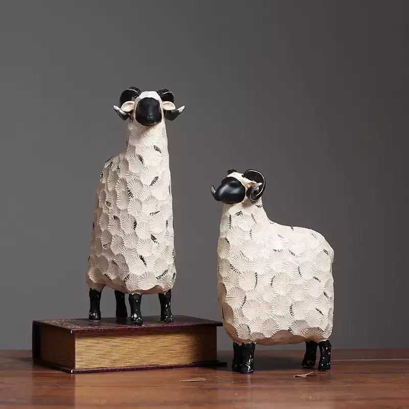 Sheep sculpture set—minimalist home ornament