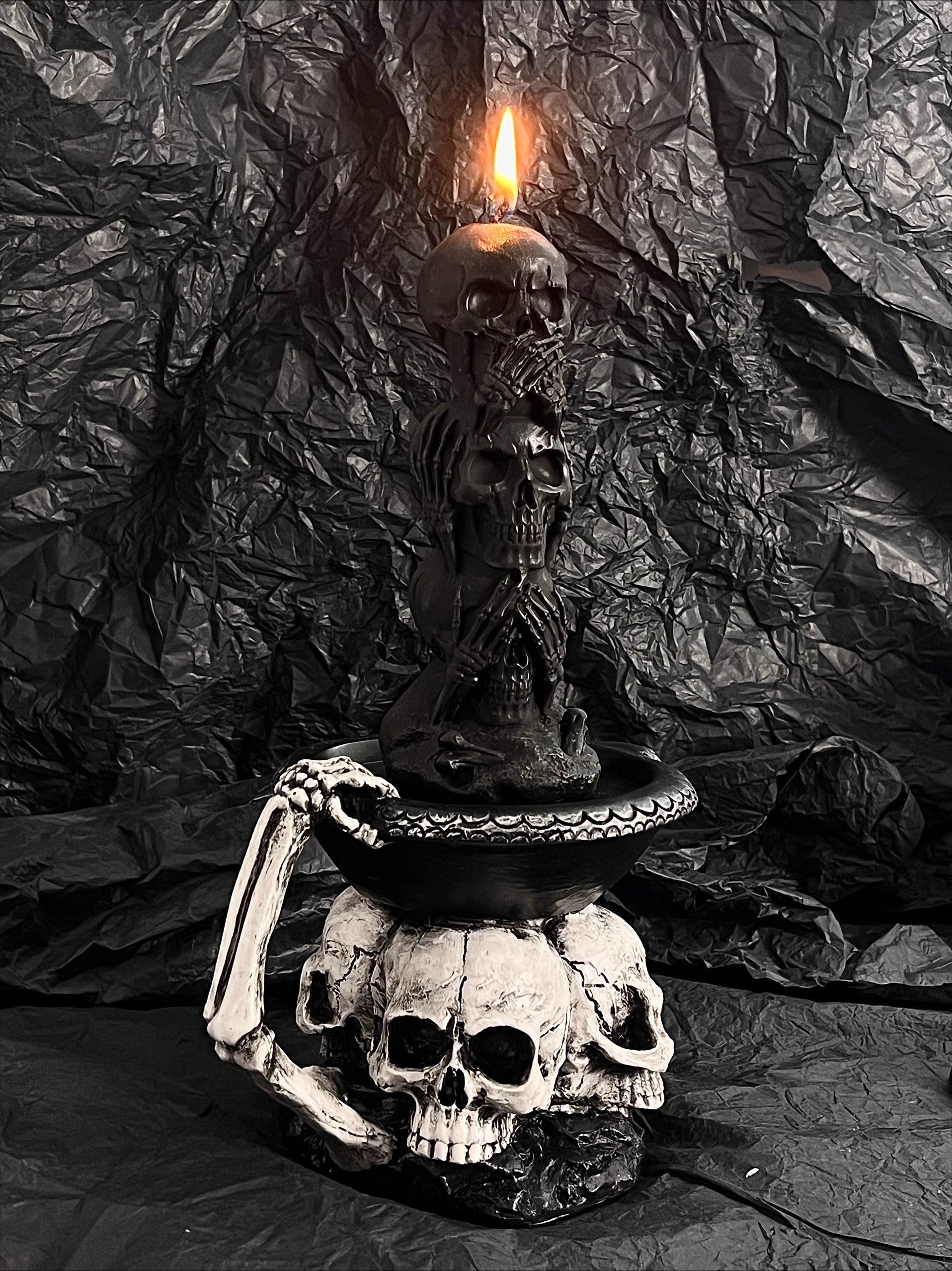 Skull Candle Holder – Gothic Horror Candle Stand & Jewelry Holder  Decorla