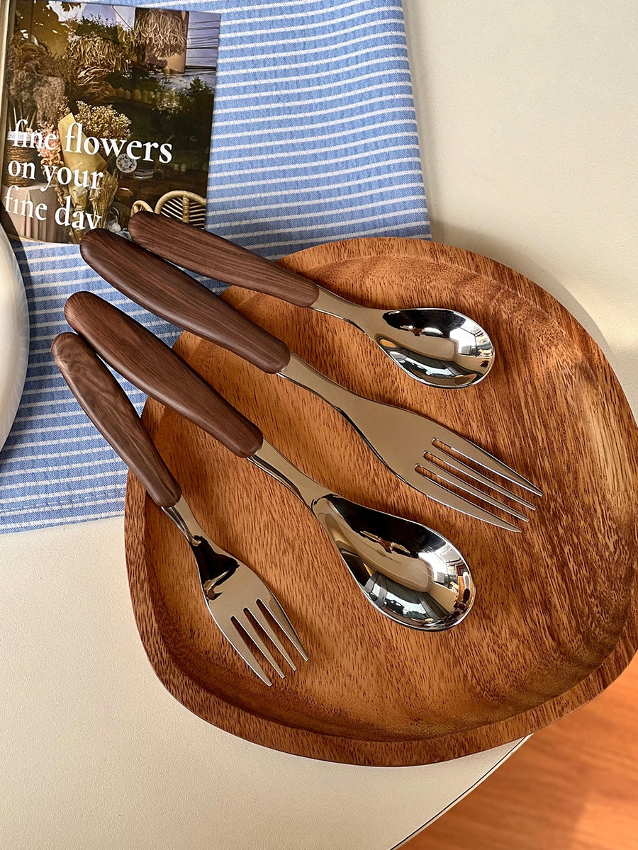Stainless Steel Cutlery Set – Wooden Handle Fork and Spoon  Decorla