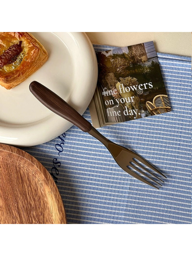 Stainless Steel Cutlery Set – Wooden Handle Fork and Spoon  Decorla