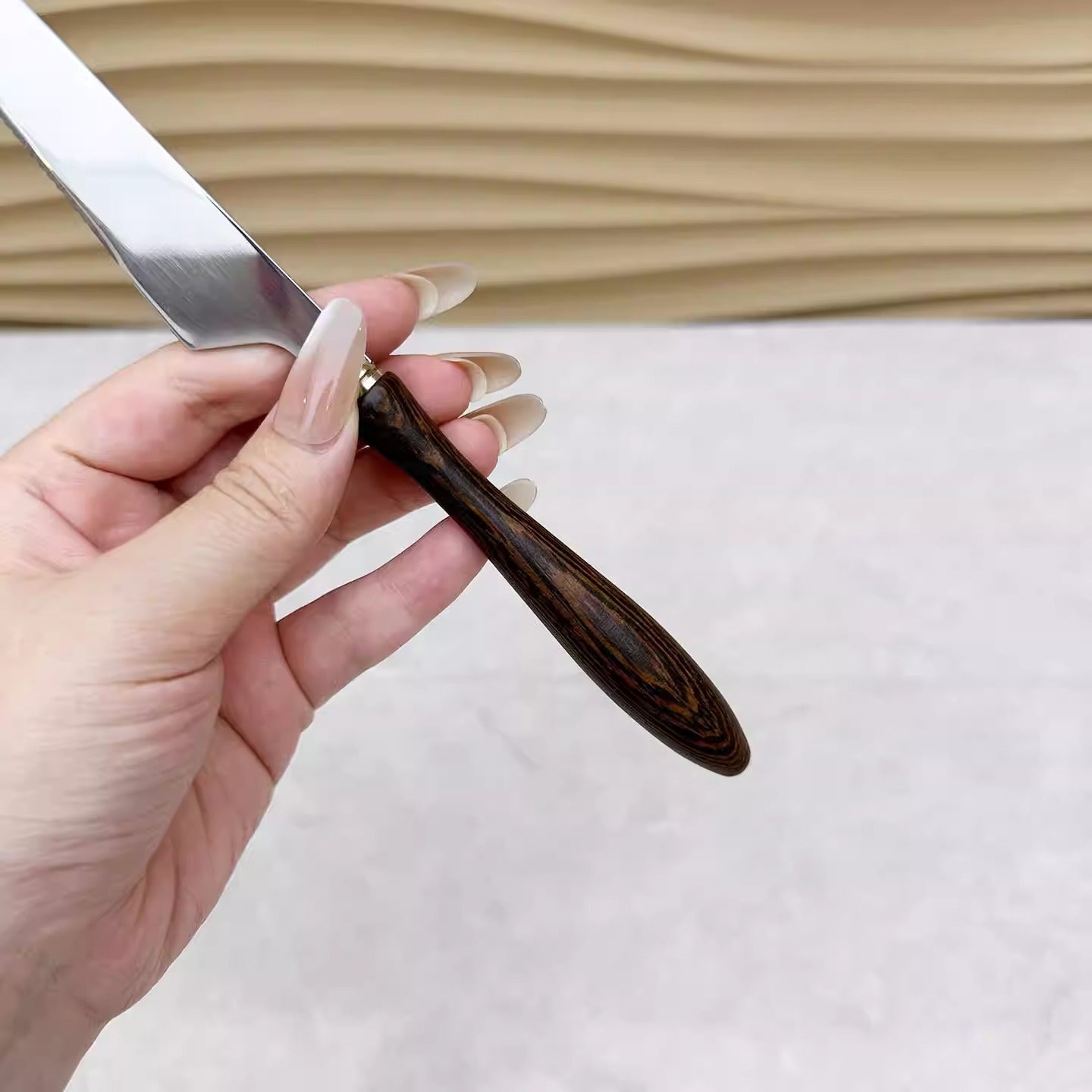 Stainless Steel Steak Knife and Fork Set – Wooden Handle German Style Flatware  Decorla