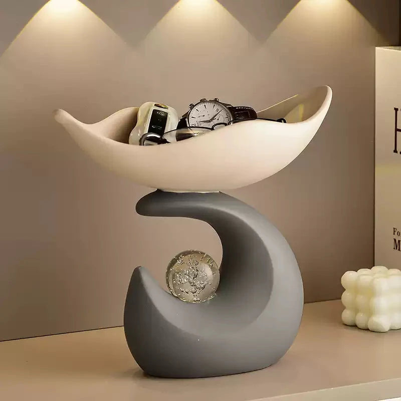 Entryway room key holder tray in soft beige and grey for room decoration