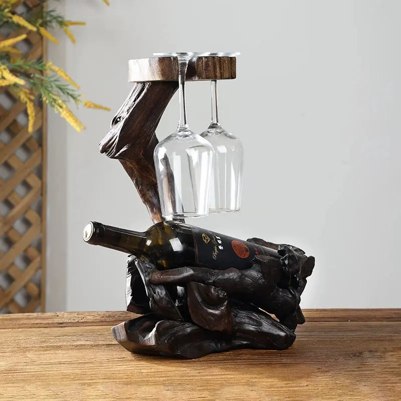 Wooden Wine Glass Holder – Rustic Thai Driftwood Wine Stand & Bottle Rack  Decorla