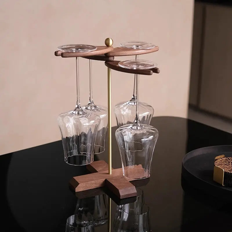 Wooden Wine Glass Holder – Walnut Hanging Wine Rack & Modern Bar Glass Stand  Decorla