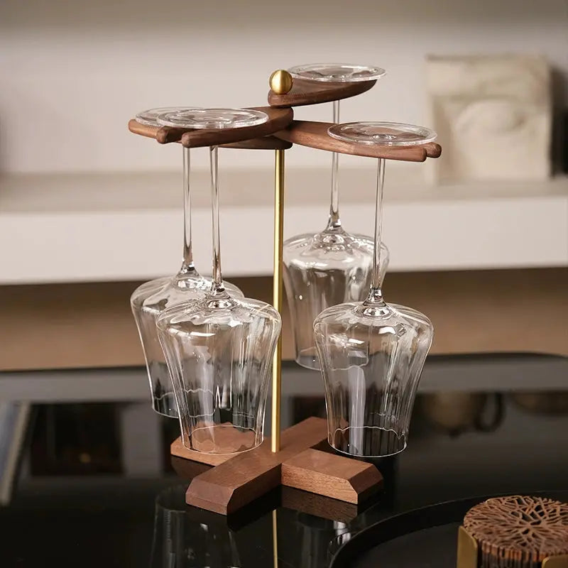 Wooden Wine Glass Holder – Walnut Hanging Wine Rack & Modern Bar Glass Stand  Decorla