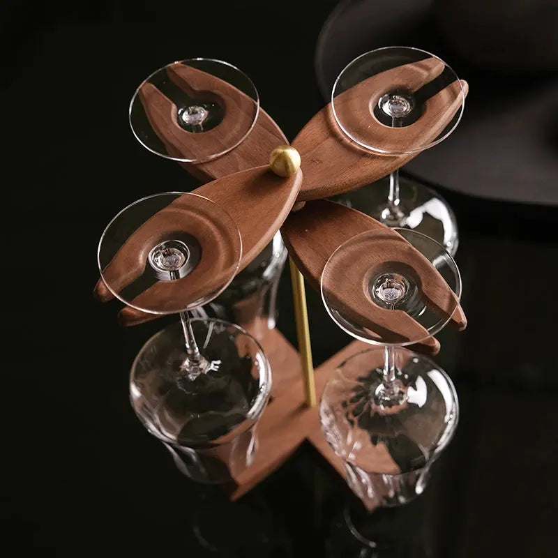 Wooden Wine Glass Holder – Walnut Hanging Wine Rack & Modern Bar Glass Stand  Decorla
