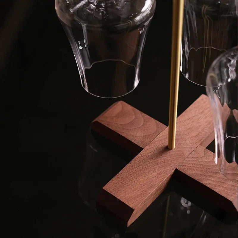 Wooden Wine Glass Holder – Walnut Hanging Wine Rack & Modern Bar Glass Stand  Decorla