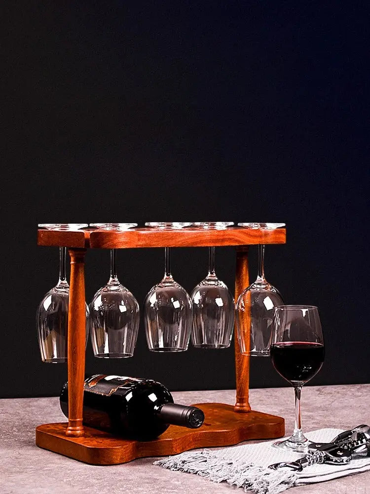 Wooden Wine Glass Rack – Solid Wood Wine Holder & Red Wine Bottle Stand  Decorla